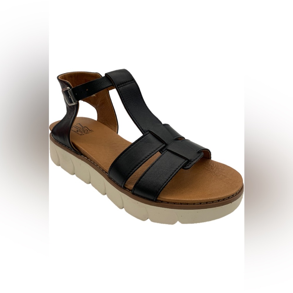 Miz Mooz Leather Sport Sandals Margery Black size 37 NWOT
